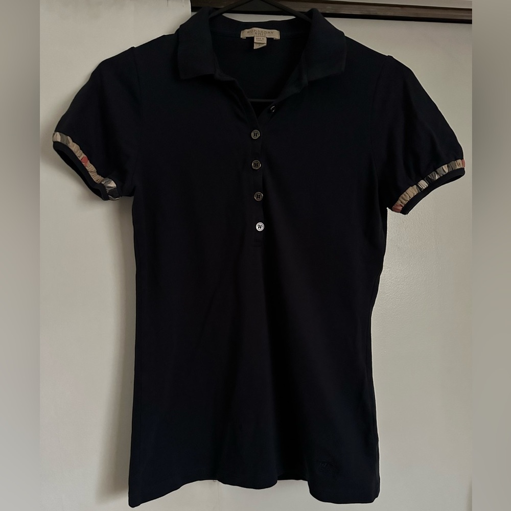 Vintage Burberry Brit Classic Navy Blue Polo Shirt